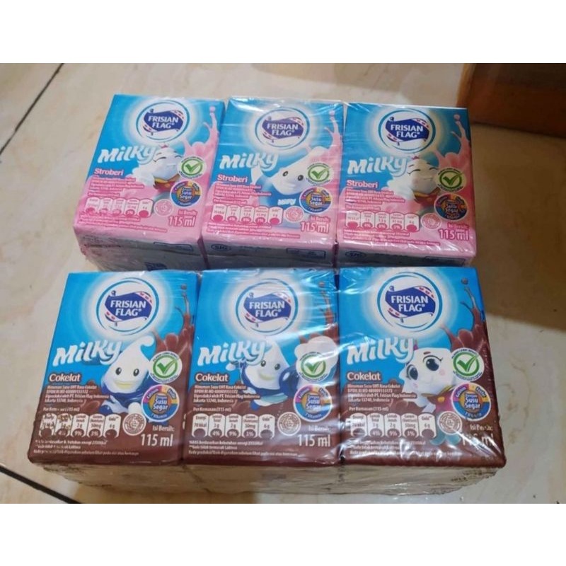 

FRISIAN FLAG Milky Susu UHT Cokelat Strawberry 6 x 115 ml