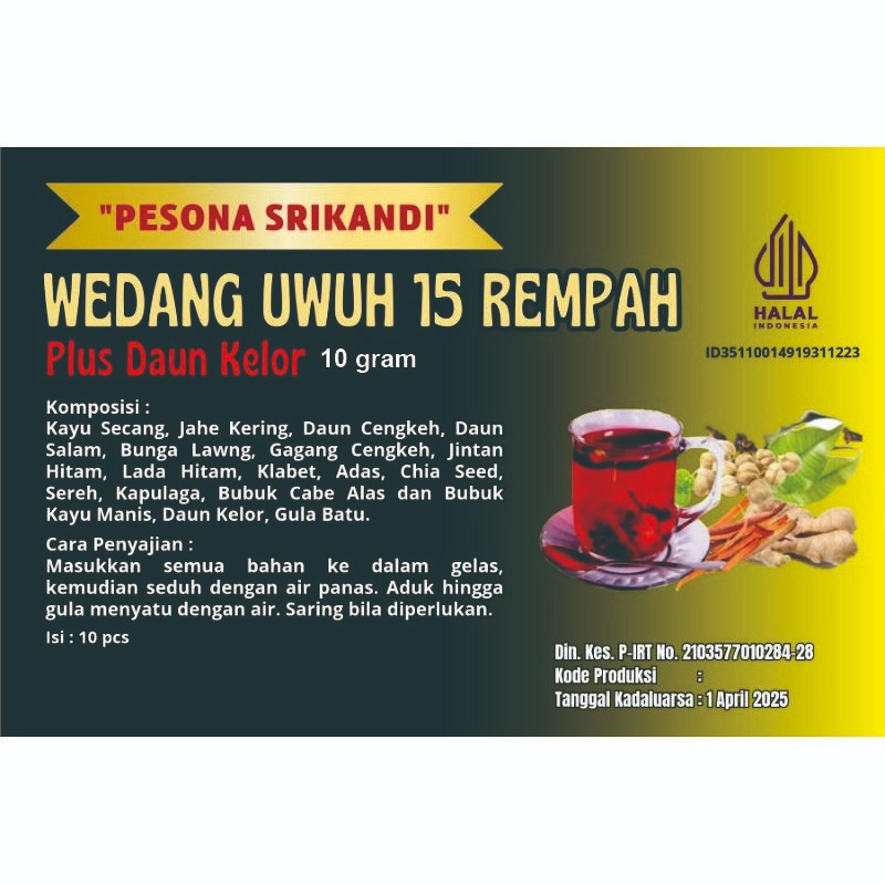 

Wedang Uwuh Daun Kelor 15 Rempah Premium 10 gr