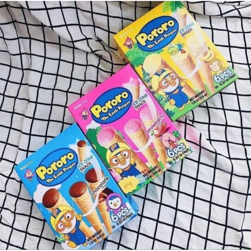 

Pororo Ice Cone Snack Rasa Banana,Strawberry,Coklat 54 gr