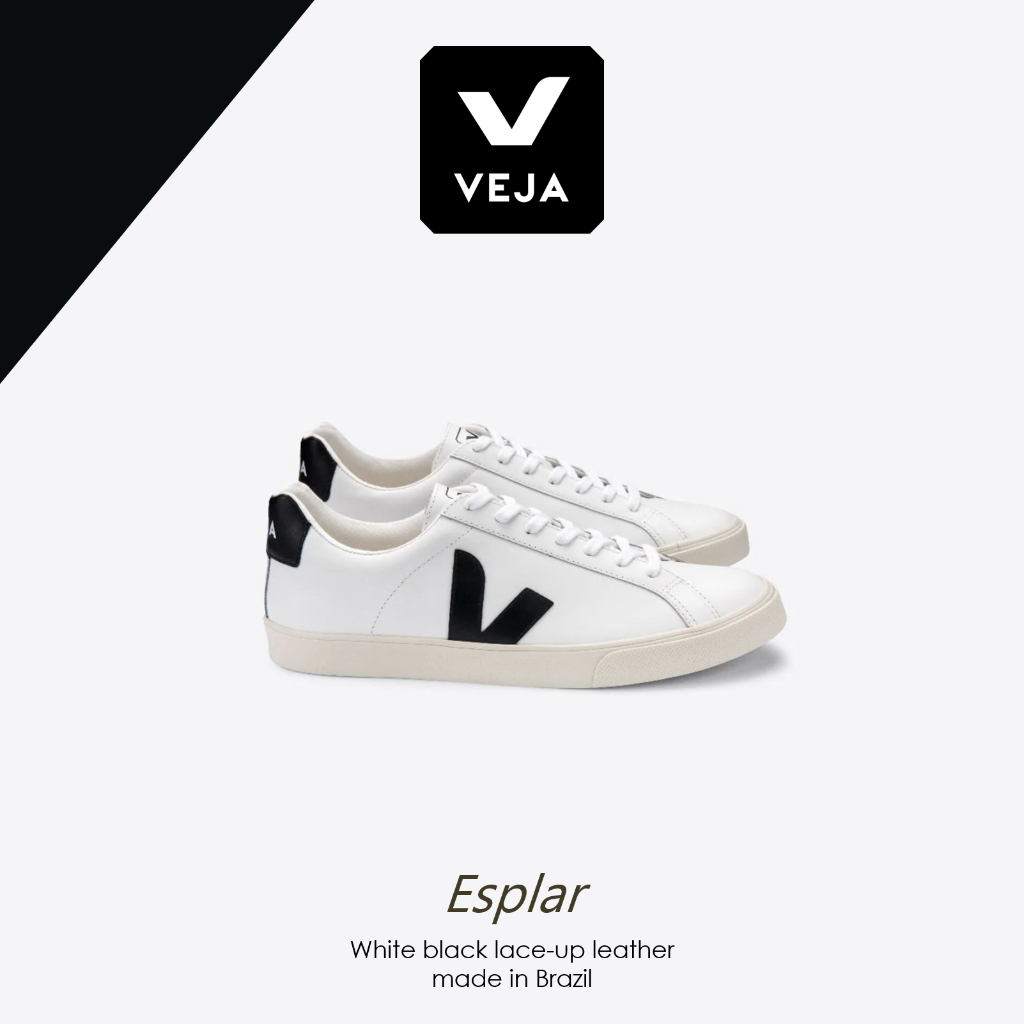 VEJA Women Esplar White Black Leather Sneakers Original