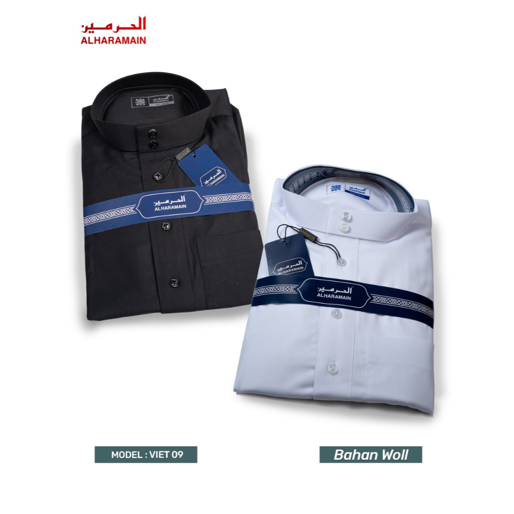 AL Haramain Jubah / Gamis Pria Dewasa Viet Premium Wol (09) | Hitam & Putih
