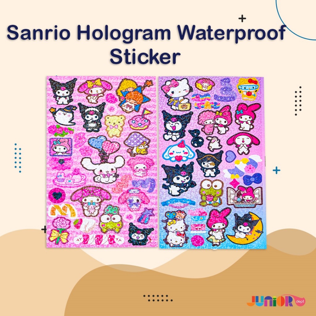 

Sanrio Hologram Waterproff Sticker / Dekorasi Sticker/Diary Sticker / Kuromi/Melody