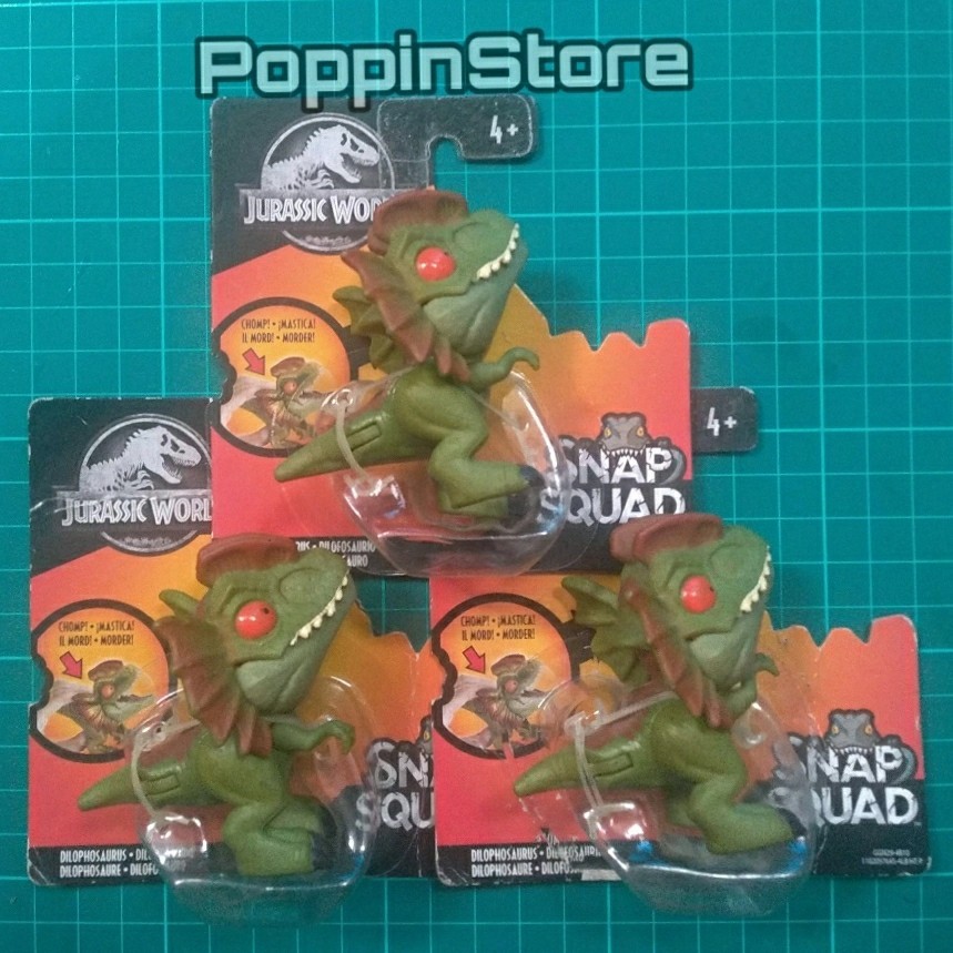 Jurassic World Snap Squad Dilophosaurus Wave 2 Hijau Mata Merah Rare