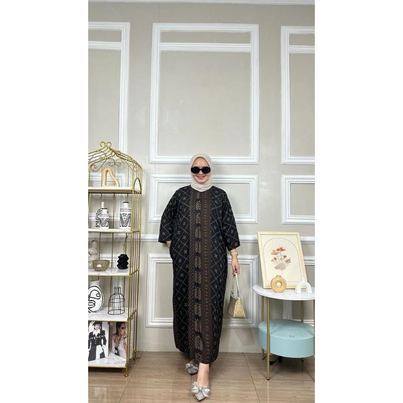 NAGITA - gamis daster 3/4 rayon twill mix crinckle airflow premium | gamis rumahan longdress homedre