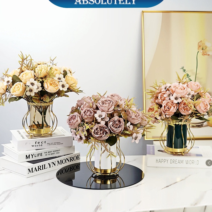 Terbatas Vas Bunga Kaca Skandinavia cahaya mewah vas kaca vas bunga aqua besi ruang tamu ruang makan