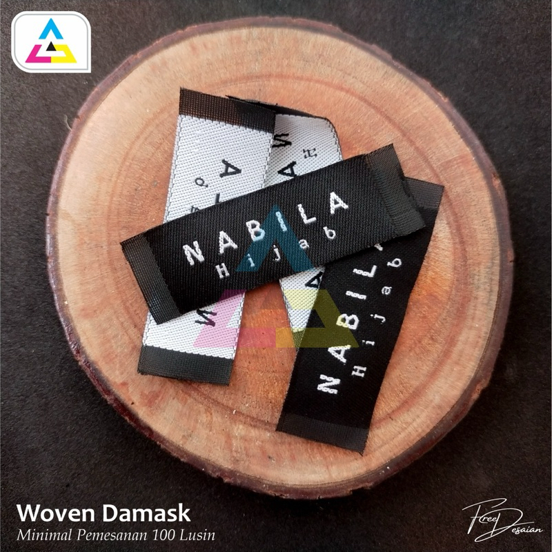 label pakaian/woven bordir custom/label woven bordir/Free desain/woven damask/woven lembut/label dis