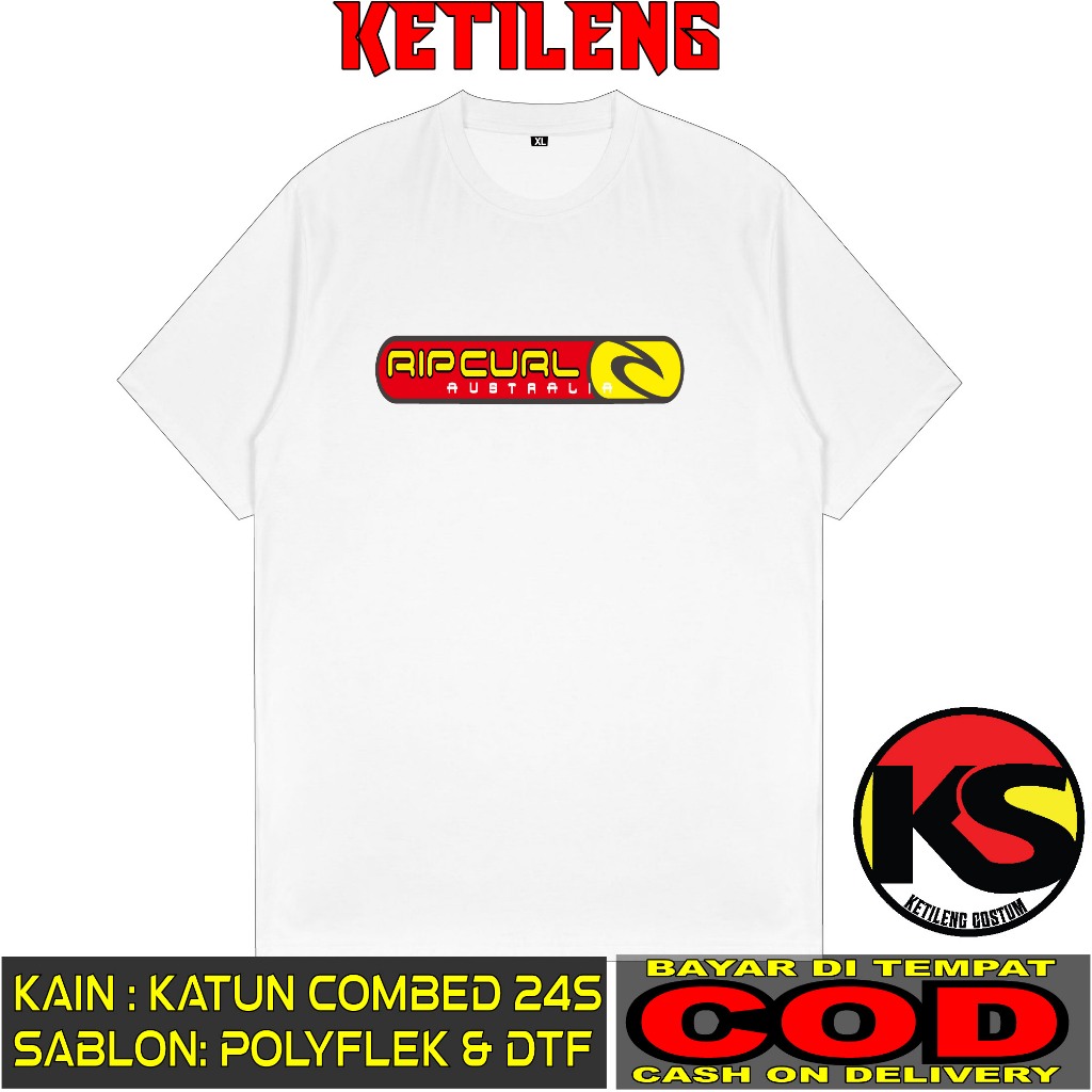 KAOS RIPCURL AUSTRALIA D8 BAHAN COTTON COMBED 24S TEBAL BISA COD KAOS DISTRO KAOS KEREN