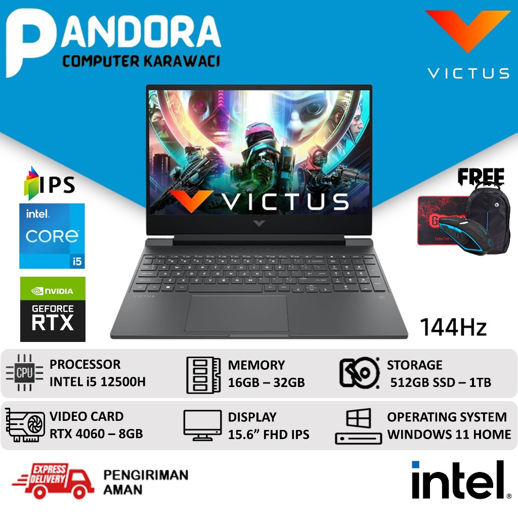 LAPTOP GAMING HP VICTUS 15 i5 12500H 32GB 1TB SSD RTX 4060 8GB 144HZ