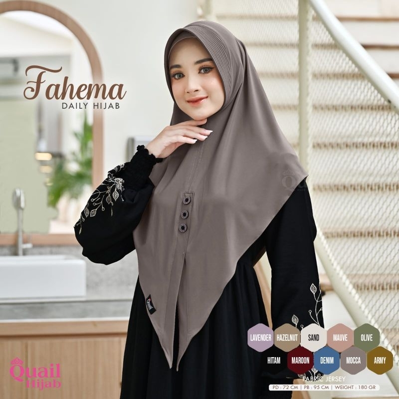 Hijab Fahema by Quail Hijab | Hijab Cutting V | Hijab Jersey