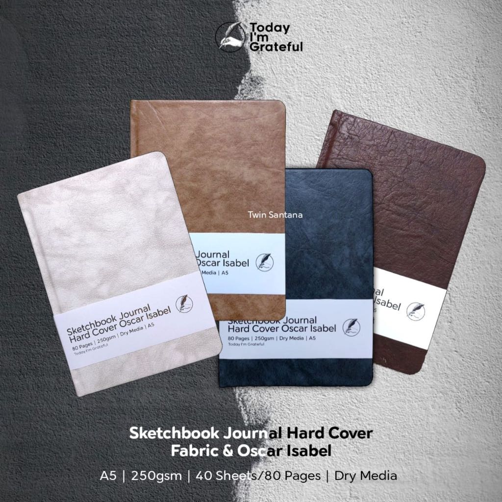 

Sketchbook Hard Cover Kulit Oscar & Fabric Jurnal A5 250gsm 80 Halaman