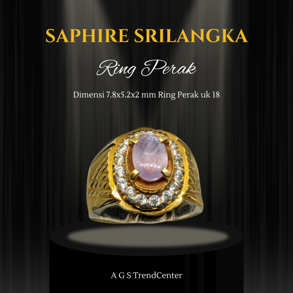 SAPHIRE SRILANGKA STAR KRISTAL RING PERAK KROM KOMBINASI