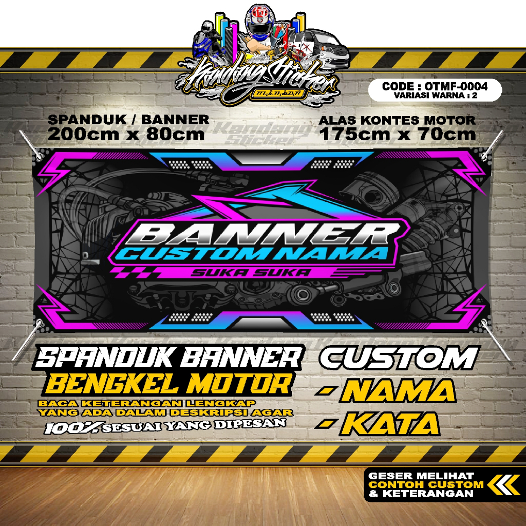 BANNER KONTES SPANDUK BENGKEL MOTOR OTMF-0004-VW2 ALAS KONTES BANNER RACING KOMUNITAS MOTOR RACING S