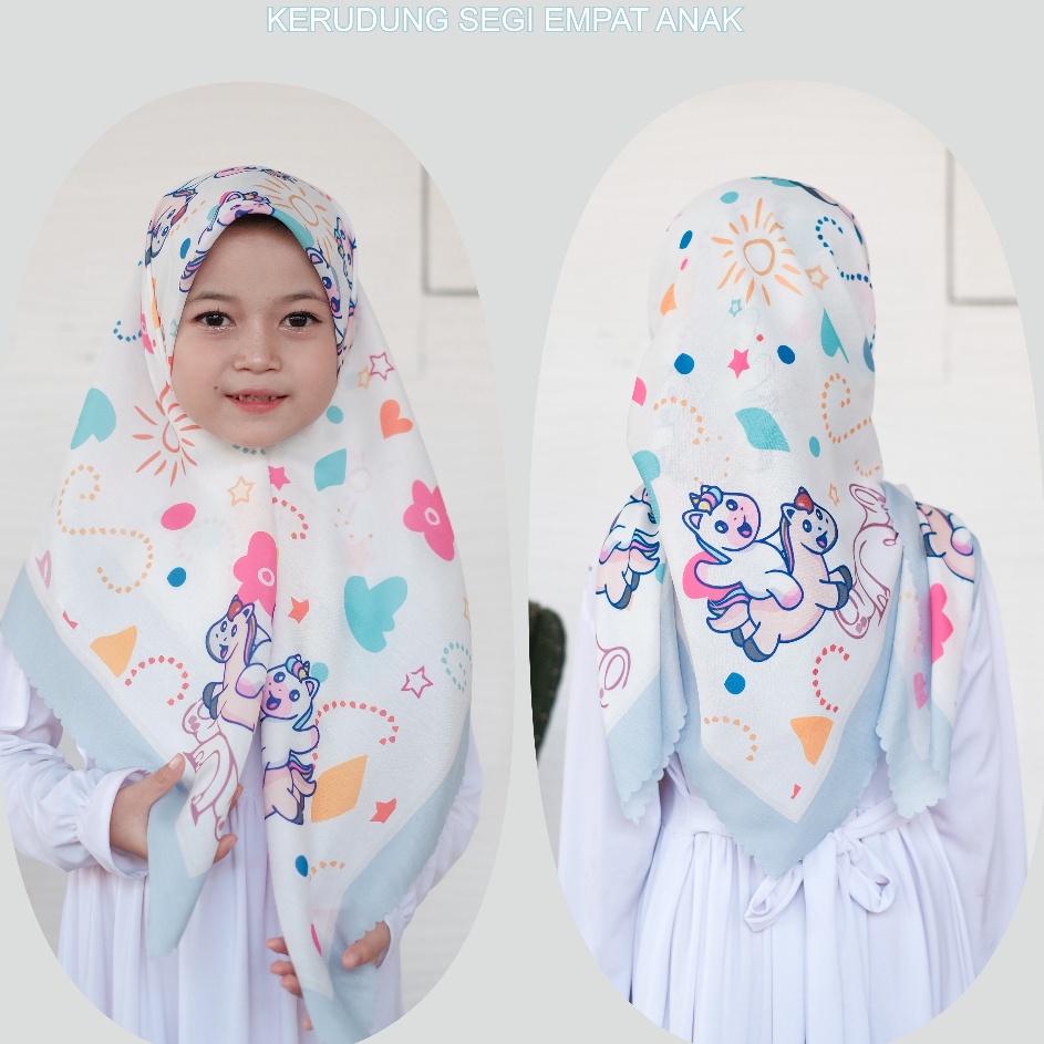Model Terheboh  Kerudung Segi Empat Anak Karakter Terbaru Kuda Poni Hijab Anak BISACOD  Fashion Musl