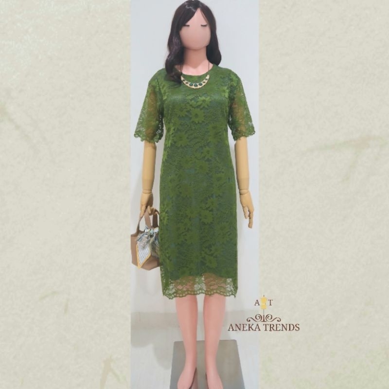 Dress Brukat Hijau Army