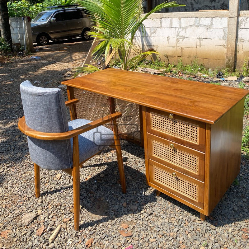 Meja Kerja Jati Rotan Meja Kerja Minimalis Meja Kantor Meja Belajar Meja Tulis Meja Kursi Kerja Kayu