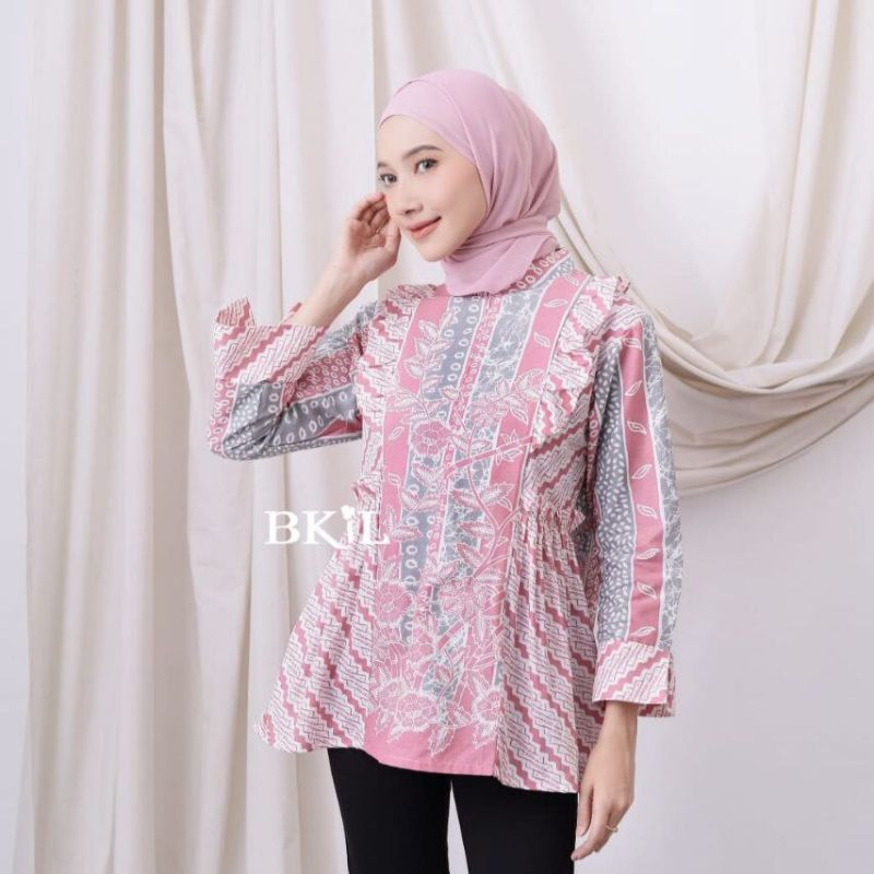 BLUS MYRA - BLOUSE BATIK WANITA MODERN BUSUI FRIENDLY/ BLUS BATIK WANITA KERJA KANTOR/ ATASAN BATIK 