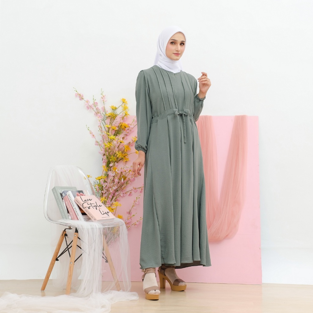 Melia Dress 2 OOTD Kondangan Daily Casual Hangout Korean Style Gamis Polos Jumbo Size S M L XL-3