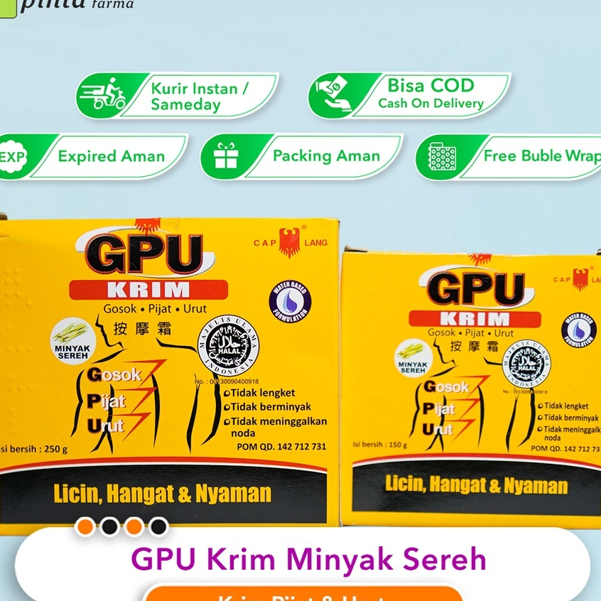 TERMURAH!!! Gpu Cream Minyak Sereh Krim Pijat Dan Urut