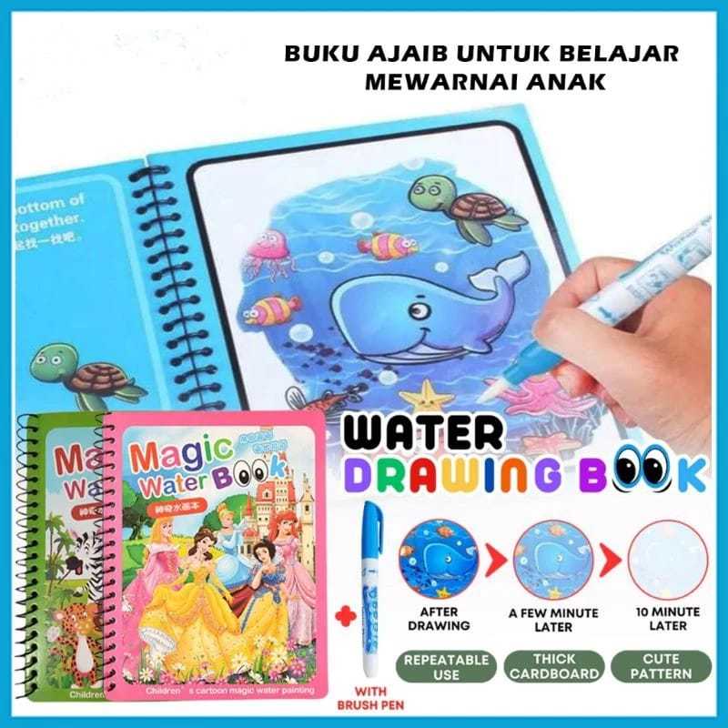 

Magic Water Book Buku Mewarnai Melukis Menggambar Water Doodle Bisa Digunakan Kembali