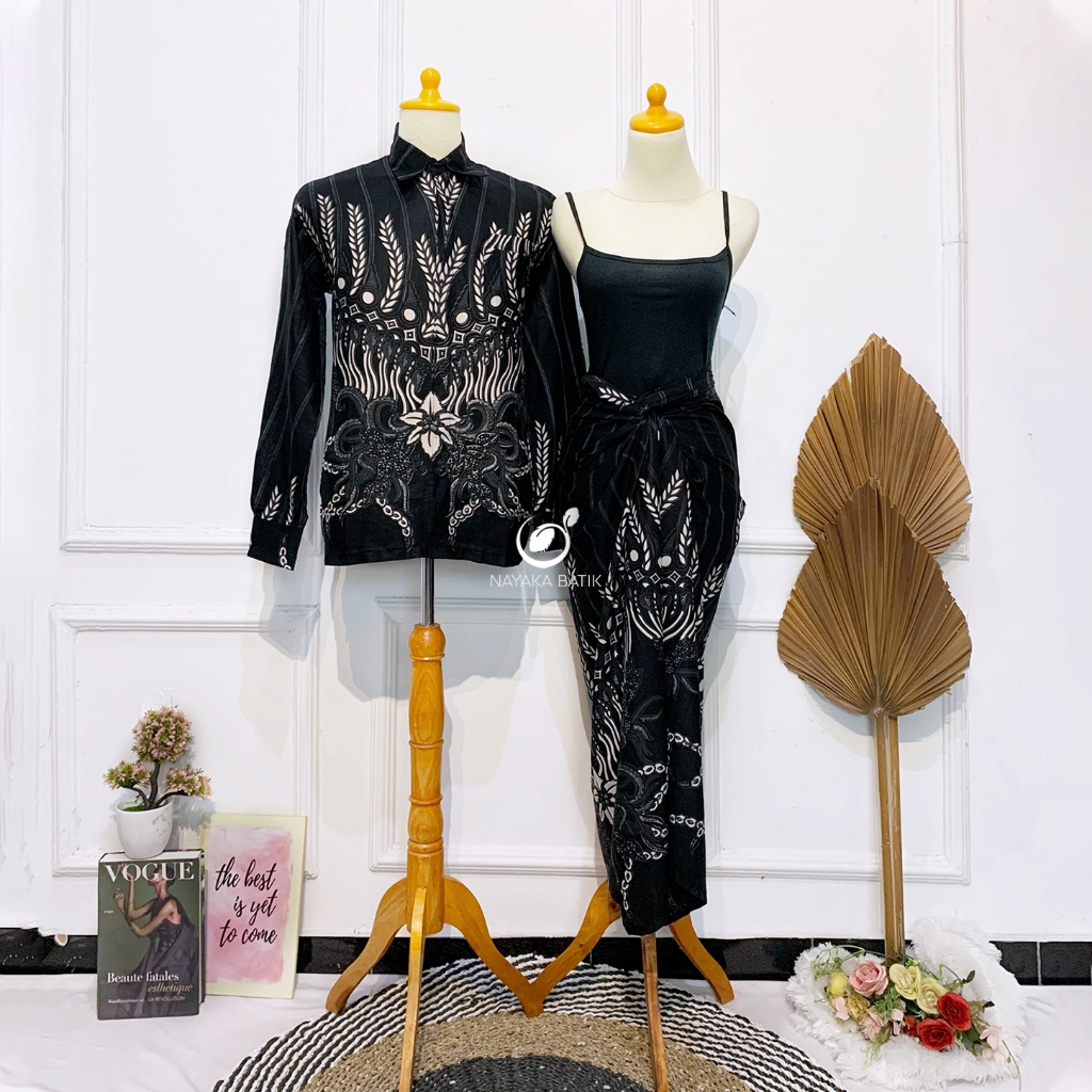 NAYAKA BATIK LILIT SERIES - Kemeja Batik Pria Lengan Panjang Full Furing Mix Rok Lilit Batik Muat BB