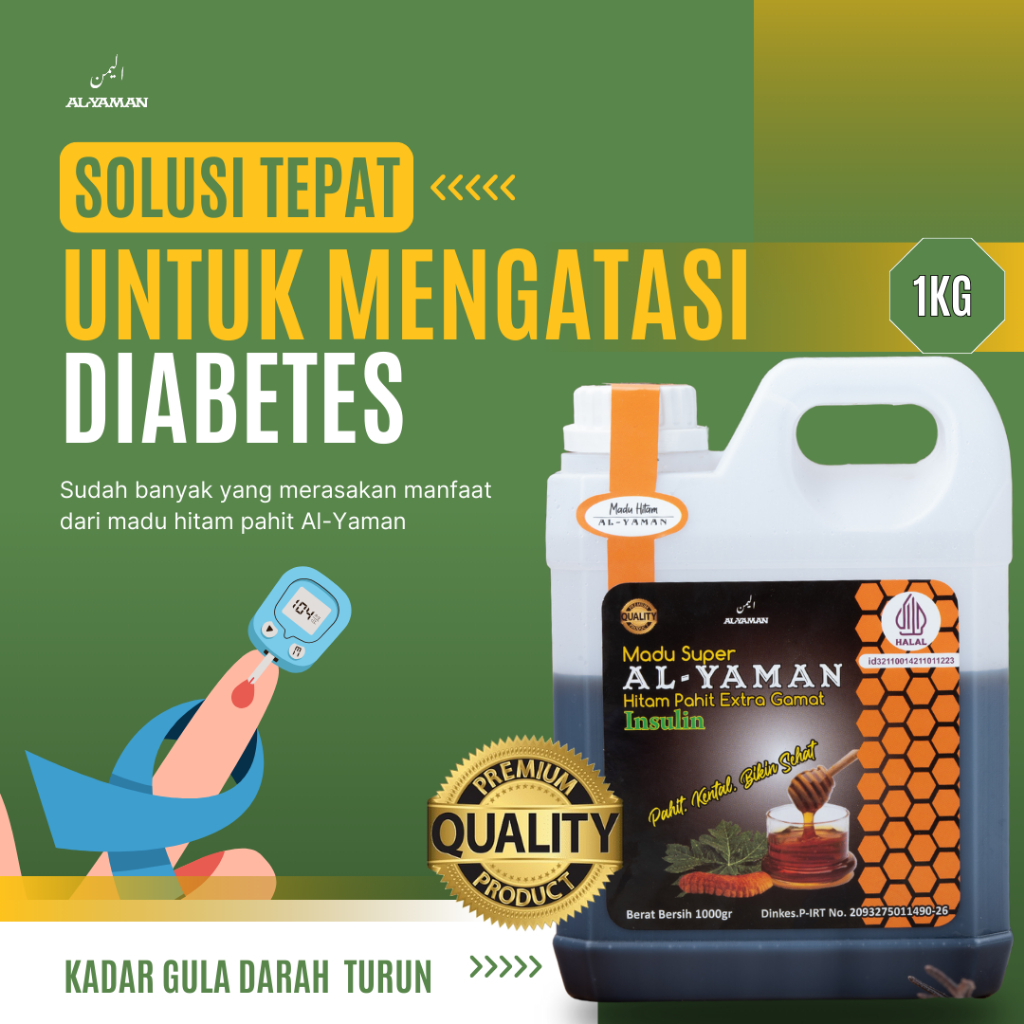 

Al-Yaman - Madu Hitam Pahit Insulin 1kg Berkhasiat Mengatasi Diabetes Menurunkan Kadar Gula Darah