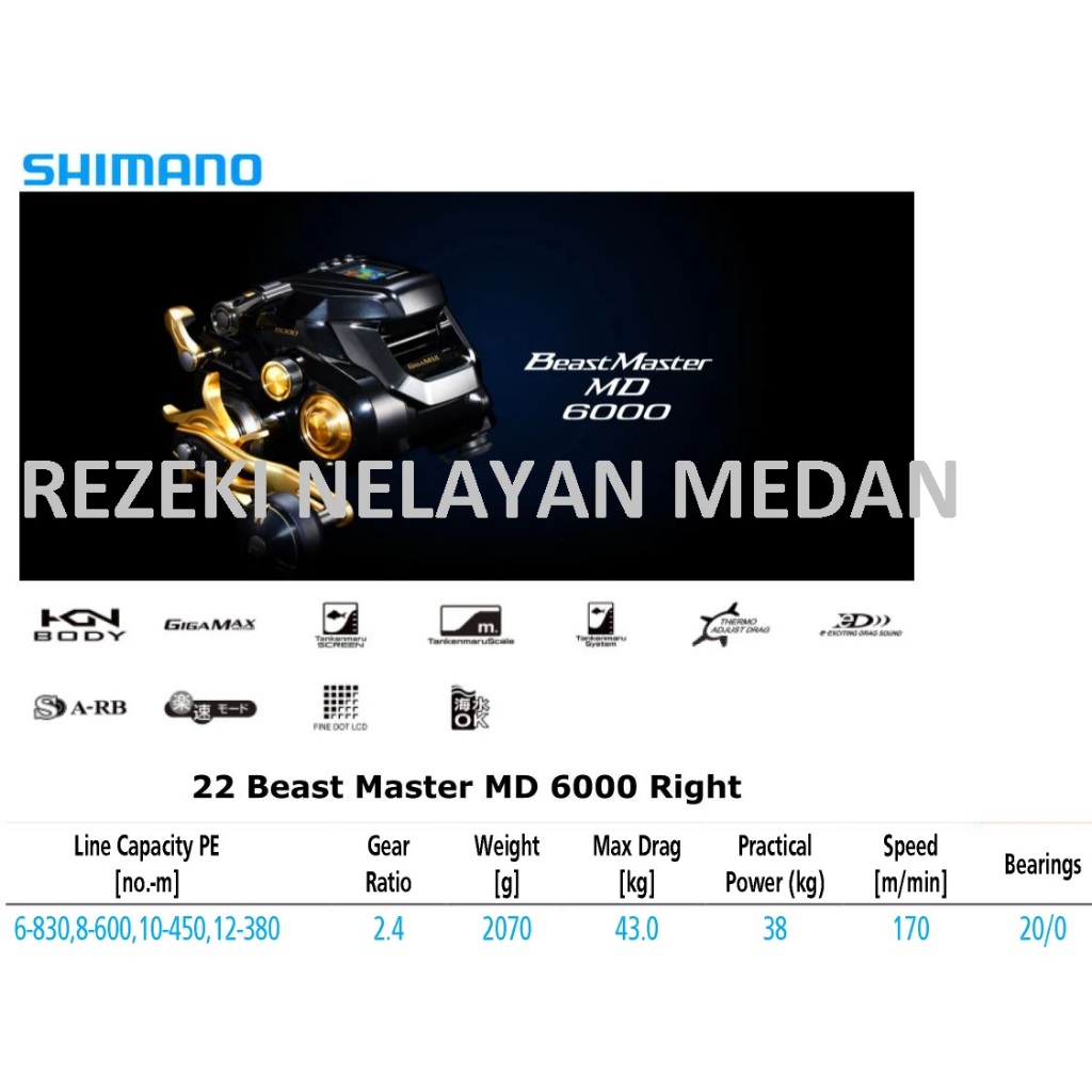 Reel Elektrik SHIMANO BeastMaster 2022 MD 3000 / 6000 / 12000 | Electric Reel SHIMANO [Pre Order] | 