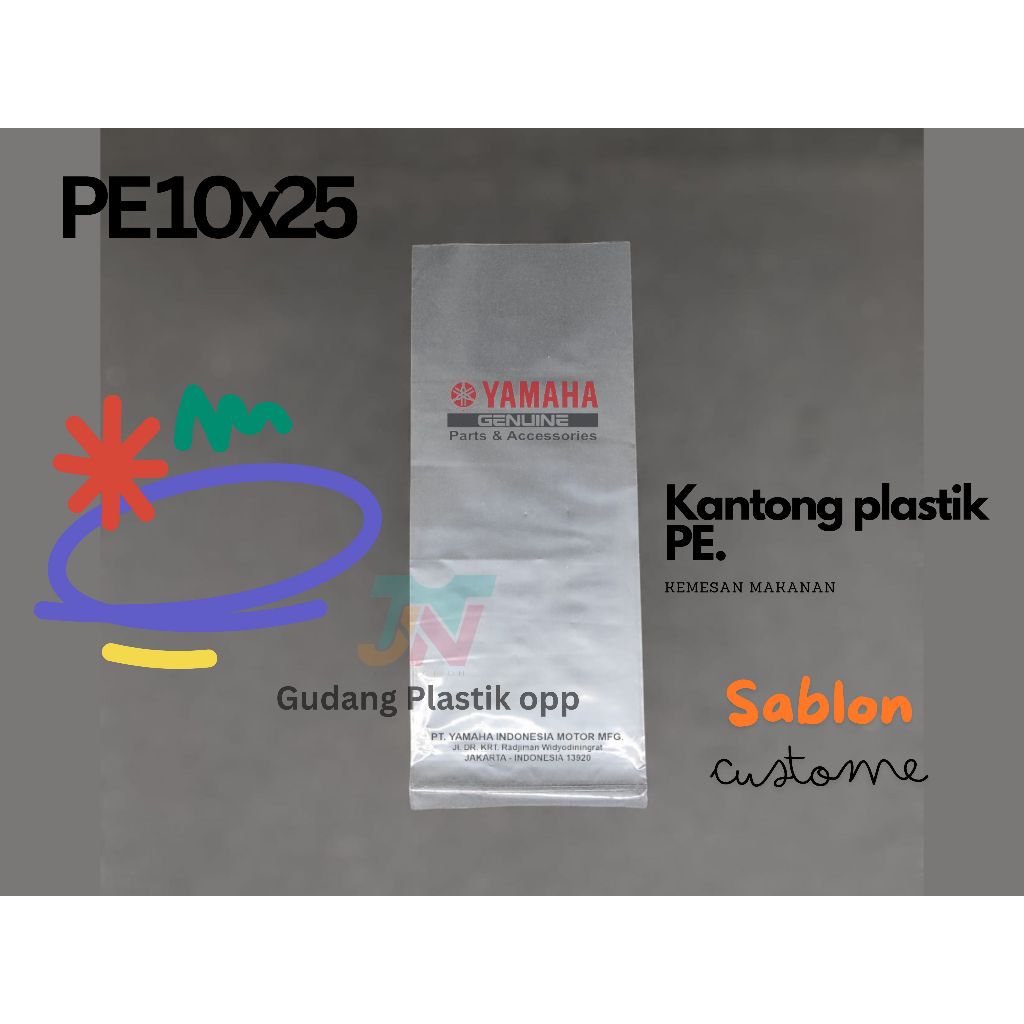 Sablon Custome kantong plastik PE 10x25