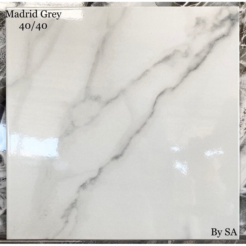 Keramik 40x40 Madrid grey kilap licin kw1 asia tile