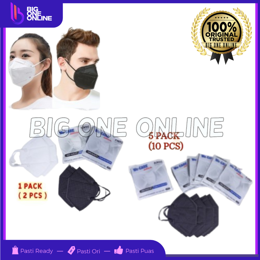 Masker KN95 5 PLY Earloop We Care Premium, KN95 5 Ply Putih, KN95 5ply Hitam, KN 95 5 Layers White &