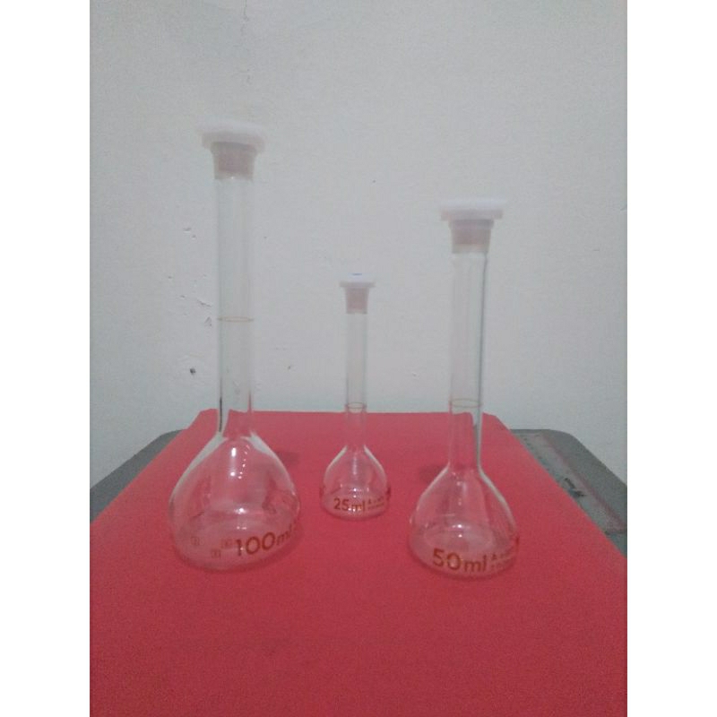 Labu Ukur 100ML Iwaki. Volumetric Flask  PP Stopper 100ML Iwaki