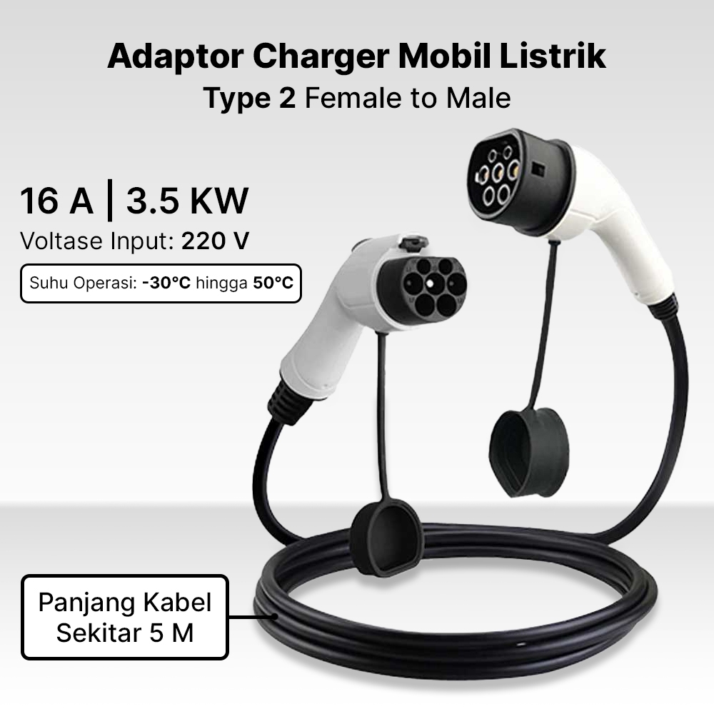 Adaptor Charger SPKLU Mobil Listrik Type 2 Female Male 5M Hitam M4-11 SHEN JIA