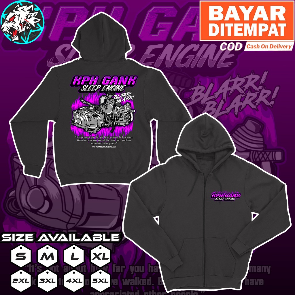 Jaket Zipper Racing KPH Gank Sleep Engine Time To Fast Hoodie Distro Mekanik Kphgank125 Motor Honda 
