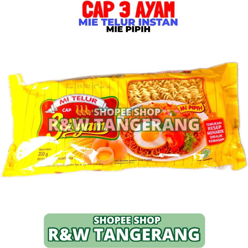 

Mie Telur Cap 3 Ayam Mie Pipih 1 Bungkus Isi 200 Gram