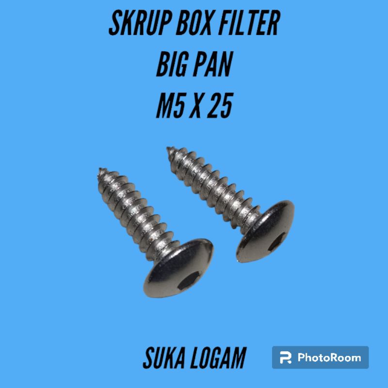 Skrup Box Filter Motor BIG PAN ( 5 x 25 ) Stainless Steel 304. Kunci L3