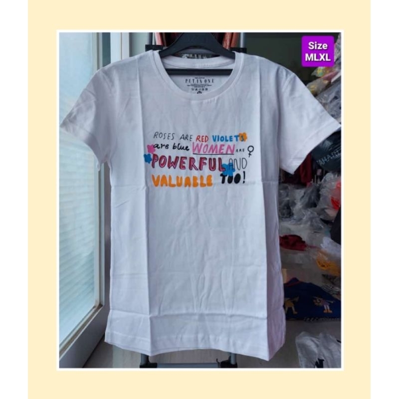 [Terakhir promo hari ini]Red point kaos wanita cotton combed 100% Putinone kaos lengan pendek wanita