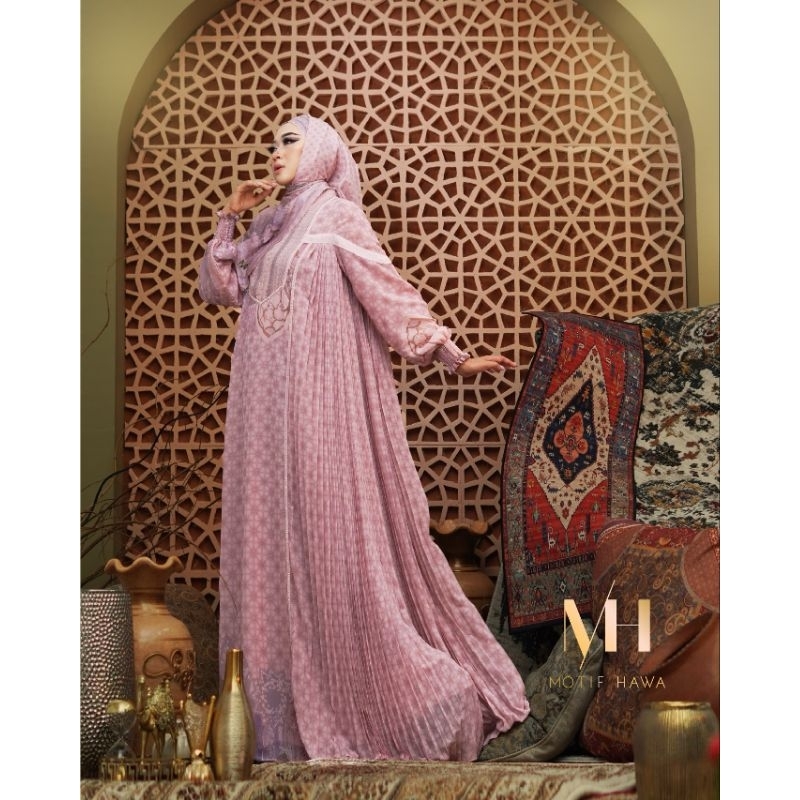 [MuVe BoutiQue] Gamis Naima Series by Motif Hawa Gamis Syar'i Set Gamis + Scarf original Ori