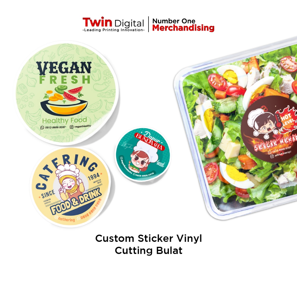 

Twindigital Custom Sticker Vinyl Anti Air / Print Label & Segel Makanan - Stiker Vinyl Bulat Satuan