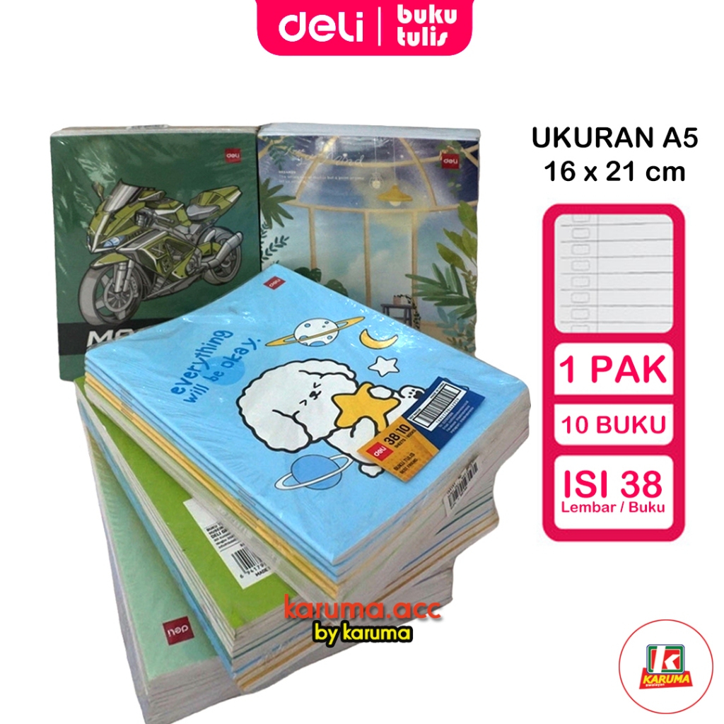 

Buku Tulis Sekolah | Deli Buku Tulis Sekolah Ukuran A5 38 Lembar 1 Pack Isi 10