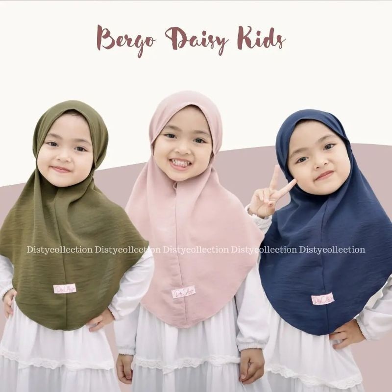 Hijab Bergo Maryam Anak Crinkle AirFlow Non Pad Tali | Bergo Maryam Anak Crinkle