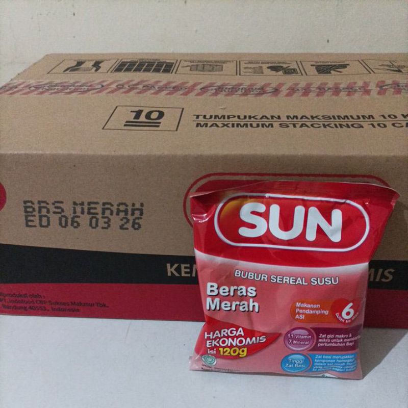 bubur sun beras merah kemasan ekonomis 120 gr / 1 dus / 24 pcs