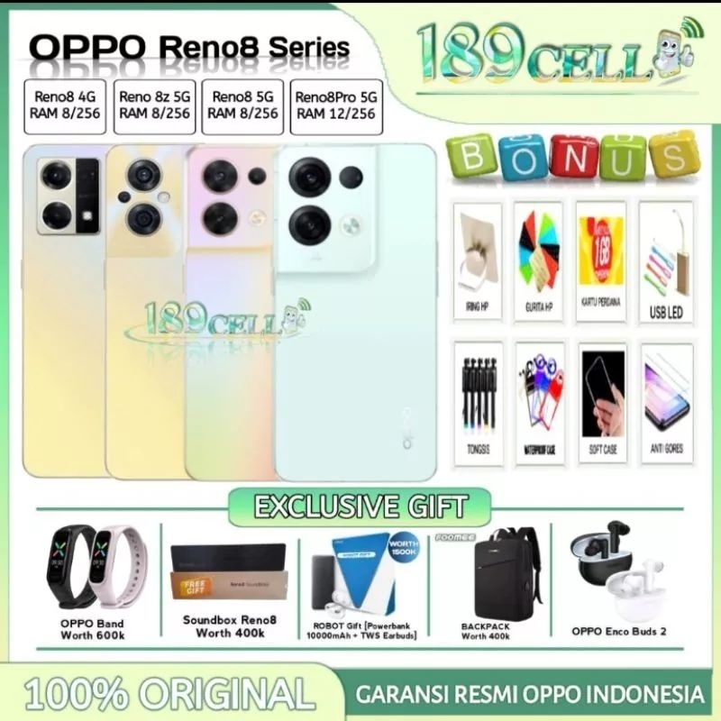 OPPO RENO 8 PRO 5G RAM 12/256 GB | OPPO RENO 8Z 5G 8/256 GB GARANSI RESMI OPPO
