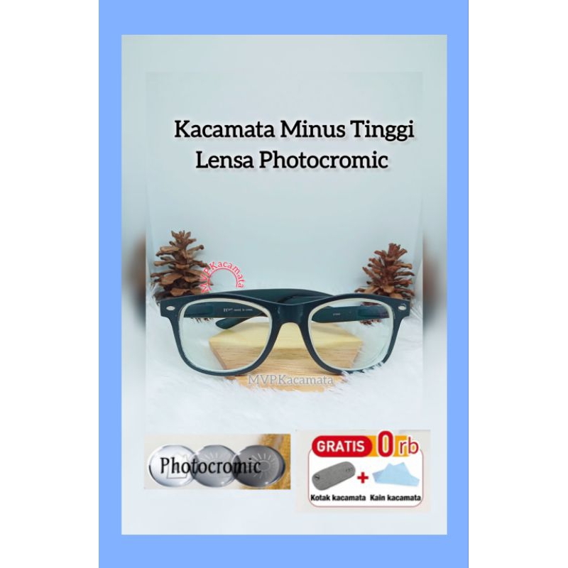Kacamata Minus Tinggi Photocromic -0.25 s/d -8.00 lensa minus Kacamata Pria dan Wanita