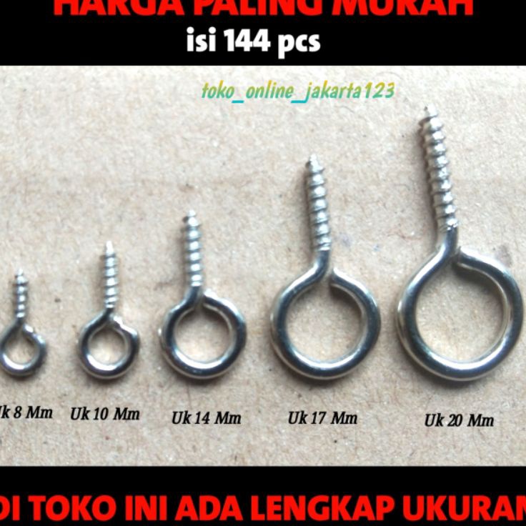 D2289 Paku ulir Sekrup Ring skrup ulir gantungan kunci isi 144 pcs paku bahan Souvenir aksesoris