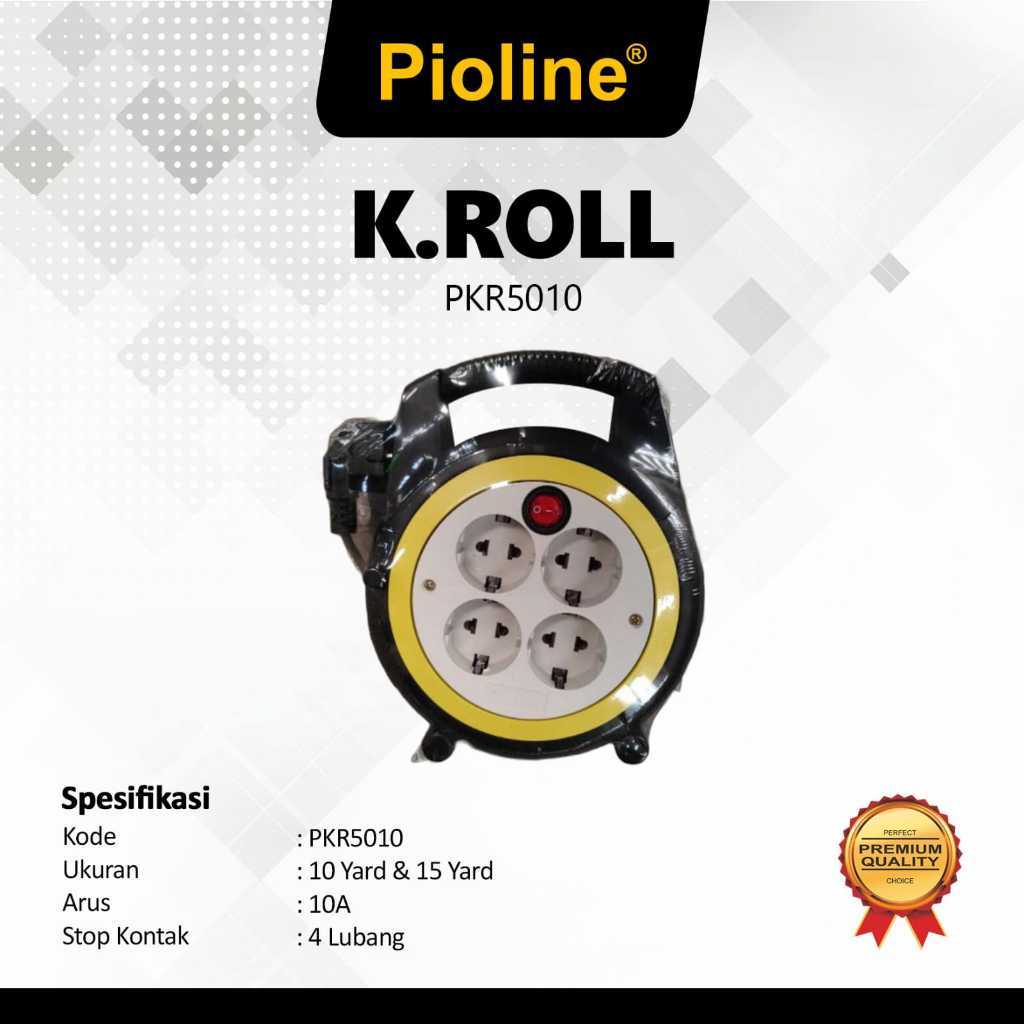 PIOLINE Kabel + Stop Kontak Colokan 4 Lubang Roll  Panjang 15 Yard 13,7 Meter