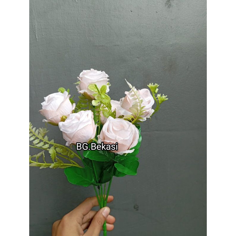 bunga mawar kecil x6 artificial plastik hiasan buket