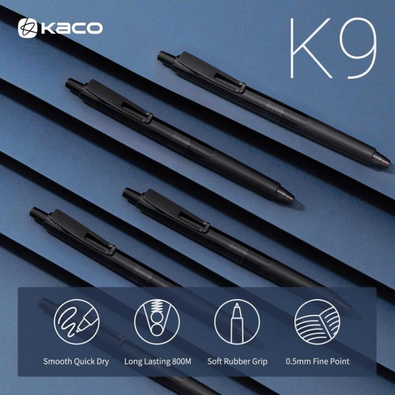 

Kaco Pena Pulpen Gel 0.5mm Double Bead Pen Quick Dry Black Ink 1 PCS K9