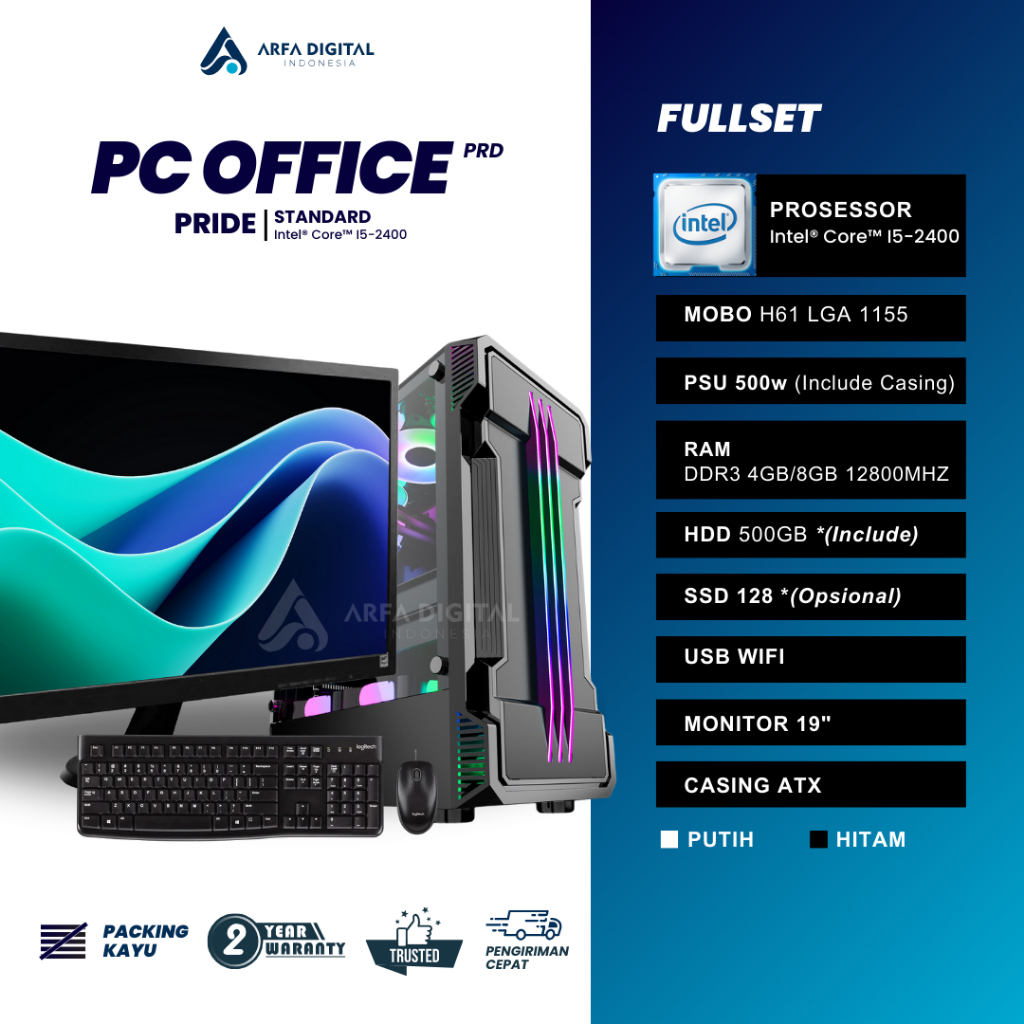 Komputer Full Set Murah Intel Core I5 Ram 8GB SSD 120GB HDD 500GB LED 19