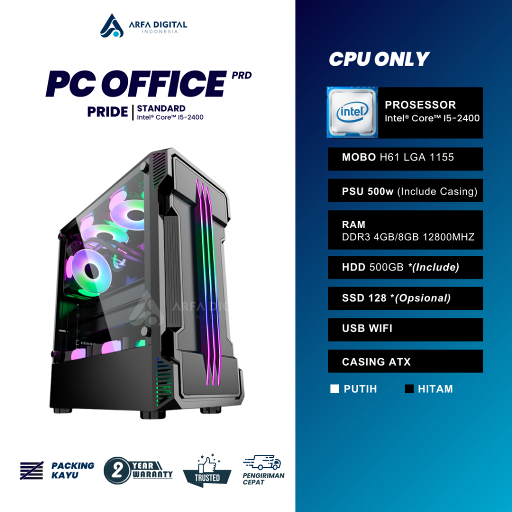 Komputer Full Set Murah Intel Core I5 Ram 8GB SSD 120GB HDD 500GB LED 19