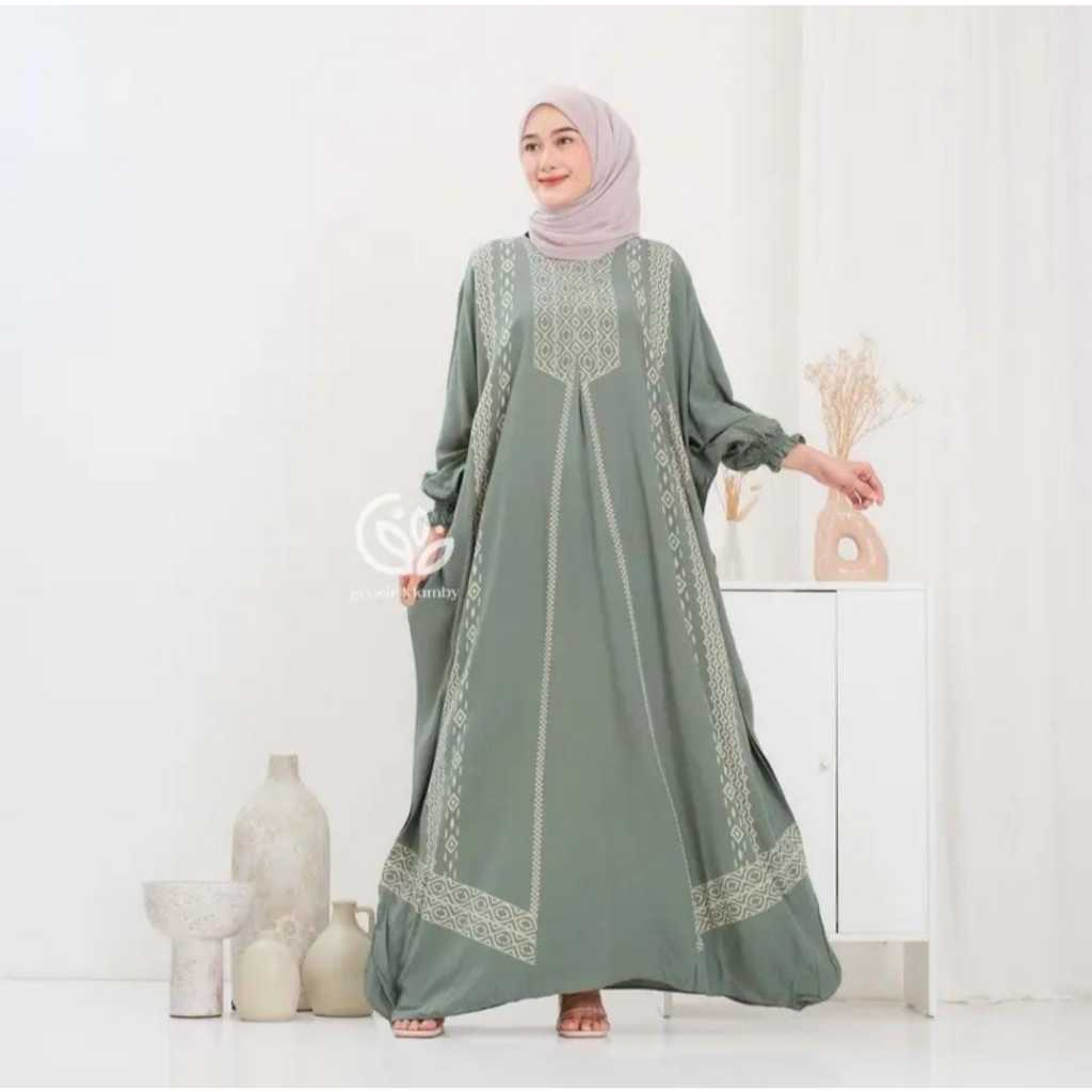 Kaftan Hajar Super Jumbo Rayon Busui Kaftan Batik Lengan Panjang Kaftan Wanita Jumbo Daster Kaftan