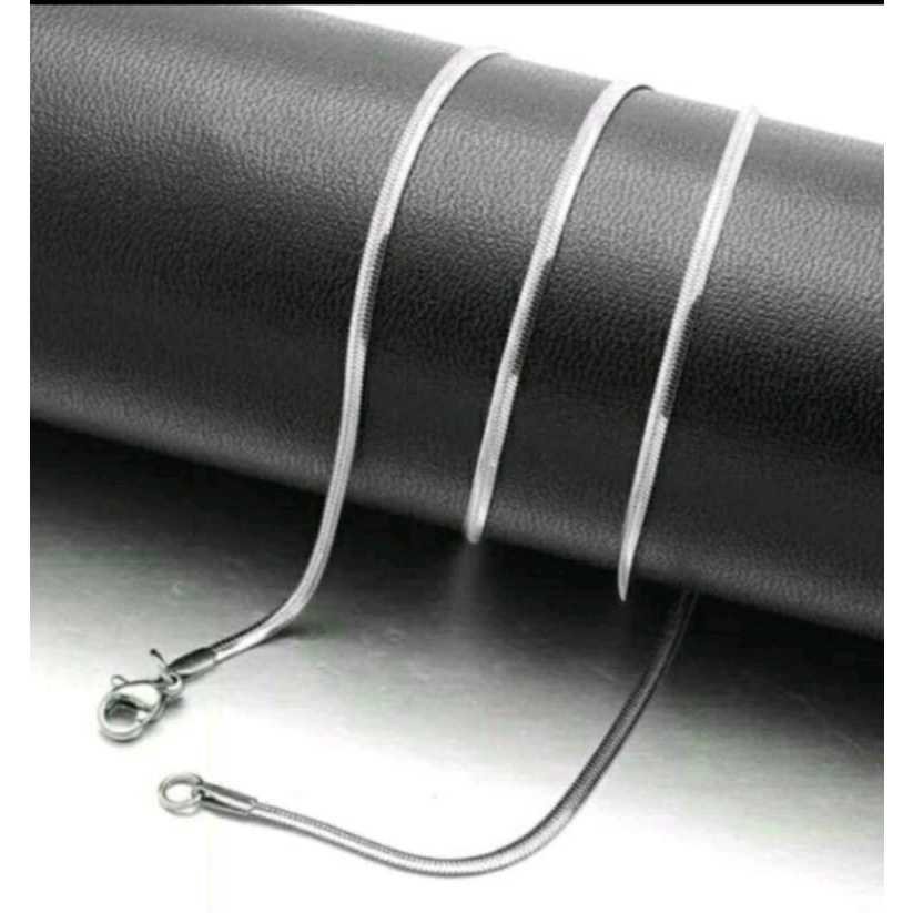 Asli 100% RODIUM Import-Kalung Rantai Emas Putih Tanpa Pudar-Kalung Belut Halus-Kalung rodium Anti K